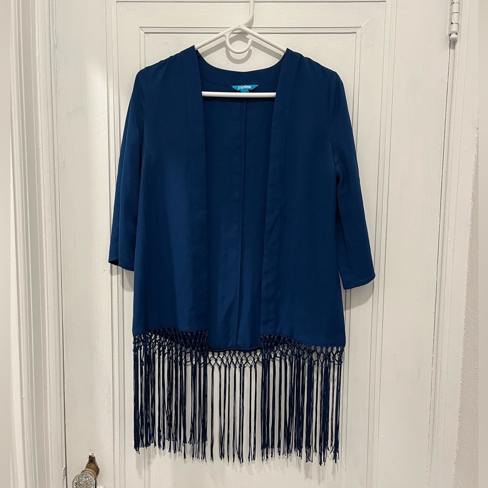 L’Amour Knotted Tassel Shawl/Lightweight Open Cardigan, XS